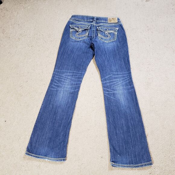 Silver Bootcut Jeans Womens 29x33 Suki 17” Surplus Flap Pockets Thick Stitch - Picture 2 of 10